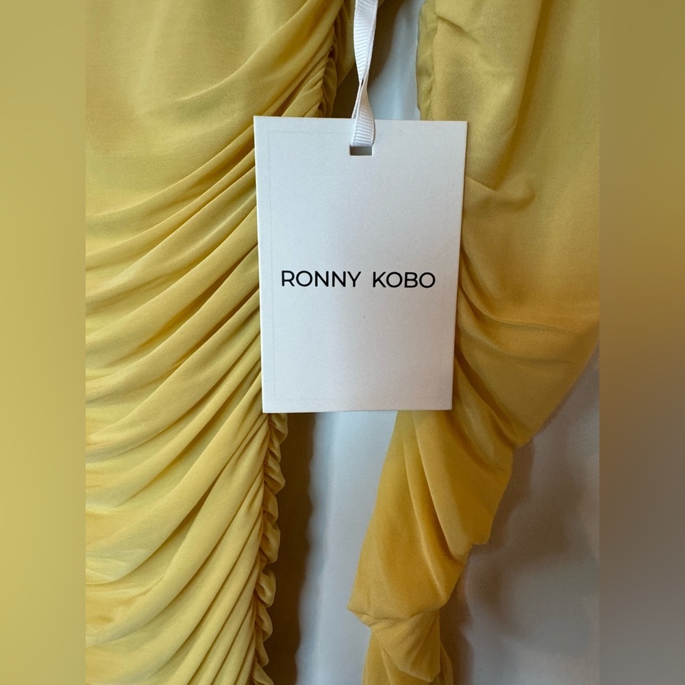 Ronny Kobo Yellow Rushed Dress – Brand New with Tags! - Picture 7 of 11